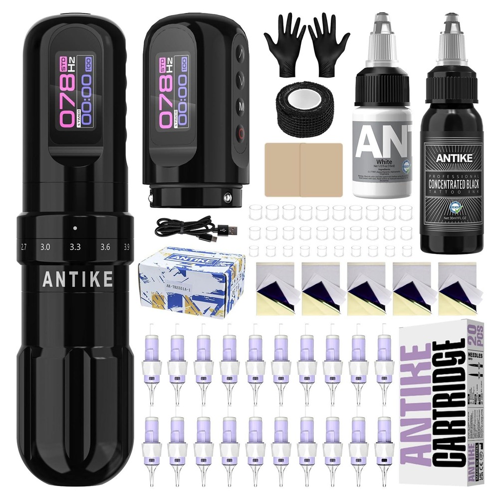 Antike Cordless Tattoo Gun Kit 2 Batteries NIB - Picture 9 of 12